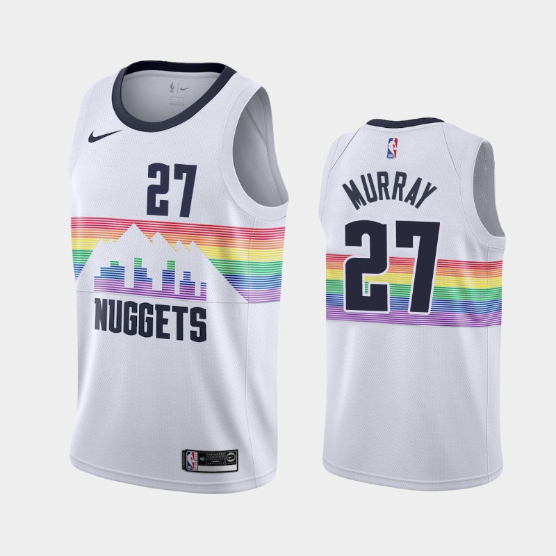 Men's Denver Nuggets #27 Jamal Murray White City Edition Stitched Jersey Men's Denver Nuggets #27 Jamal Murray White City Edition Stitched Jersey